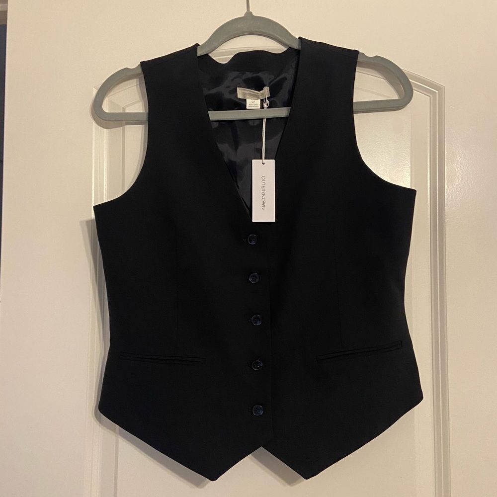 NWT Outerknown dark Navy Italian Wool tailored Parker Vest Sz S